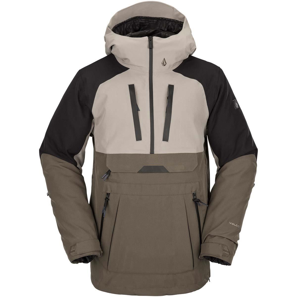 volcom men's brighton pullover 2 layer snow jacket