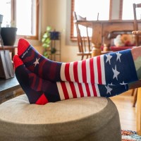 Men's Captain Stripe OTC Midweight Ski and Snowboard Sock with Cushion - Stars and Stripes