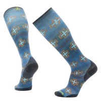 Ski Zero Cushion Paths Crossed Print OTC Socks - Deep Navy